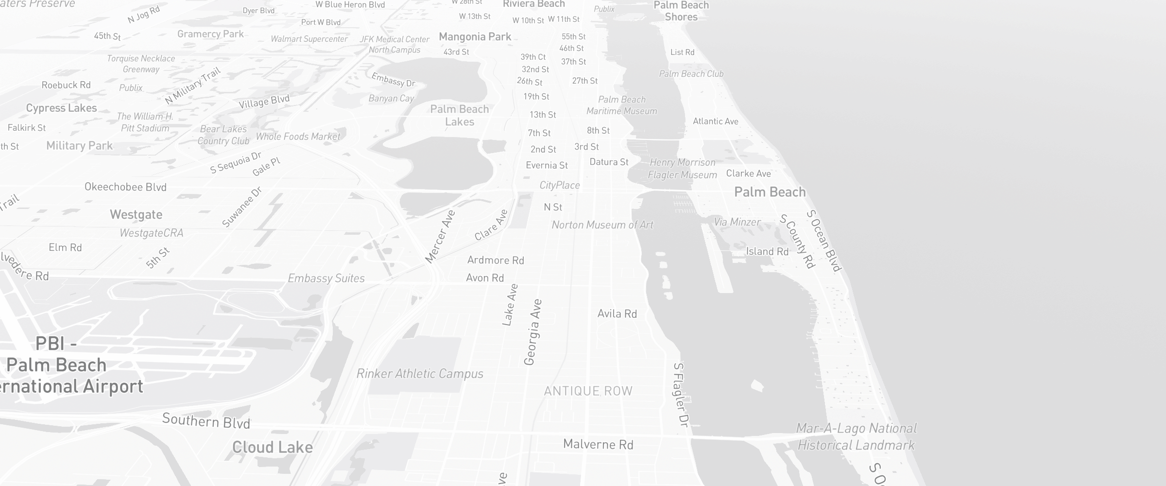 Neighborhood map of West Palm Beach, FL — the area served by Life Insurance Agents of West Palm Beach Group